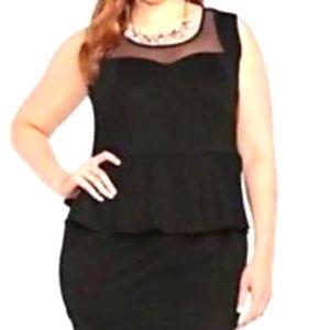 Torrid Mesh Sweetheart Neckline Sleeveless Peplum Black Dress 2